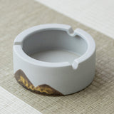 Minimalist Ashtray Coarse Pottery Mountains Black White Cool Cute Ash Tray