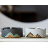 Minimalist Ashtray Coarse Pottery Mountains Black White Cool Cute Ash Tray