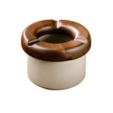 Modern Ceramic Ashtray with Wooden Removable Lid Cool Cute Porcelain Clay Ash Tray