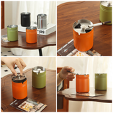 Modern stainless steel ashtray lifestyle collage showing tall color variants