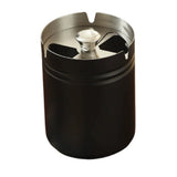 Tall black covered stainless steel ashtray with rotating lid and modern matte finish