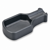 Gunmetal gray metal cigar ashtray with deep scoop bowl and built-in cigar holder rest