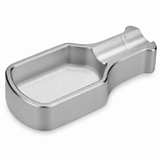 Satin silver metal cigar ashtray with smooth finish, compact cigar rest, and easy-clean bowl