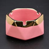 Nordic Hexagon Ceramic Ashtray with Gold Rim Minimalist Clay Porcelain Ash Tray