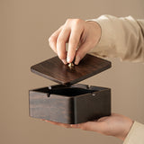 Outdoor Covered Ashtray Wooden Smokeless Cool Ash Tray Windproof Lidded