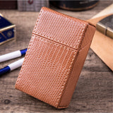 Cognac brown embossed cigarette case PU leather textured elegant design