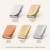 Premium metal cigarette case color guide with polished and brushed finishes