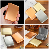 Metal cigarette case lifestyle collage showing pocket holder and gift-ready design