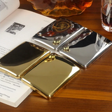 Luxury gold metal cigarette case holder with reflective polished finish