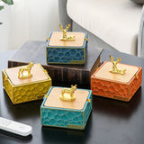 Resin Ashtray with Lid for Patio Porch Ash Tray Covered Lidded Smokeless Windproof Cute Dog Deer
