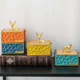 Resin Ashtray with Lid for Patio Porch Ash Tray Covered Lidded Smokeless Windproof Cute Dog Deer