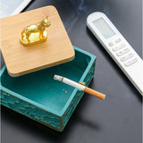Resin Ashtray with Lid for Patio Porch Ash Tray Covered Lidded Smokeless Windproof Cute Dog Deer