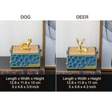 Resin Ashtray with Lid for Patio Porch Ash Tray Covered Lidded Smokeless Windproof Cute Dog Deer