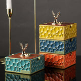 Resin Ashtray with Lid for Patio Porch Ash Tray Covered Lidded Smokeless Windproof Cute Dog Deer