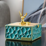 Resin Ashtray with Lid for Patio Porch Ash Tray Covered Lidded Smokeless Windproof Cute Dog Deer