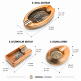 Size guide for oval round and rectangular ceramic cigar ashtrays