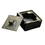 Square Ashtray with Lid Cement Cool Retro Vintage Covered Lidded Smokeless Ash Tray Green