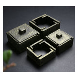 Square Ashtray with Lid Cement Cool Retro Vintage Covered Lidded Smokeless Ash Tray Green