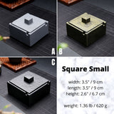 Square Ashtray with Lid Cement Cool Retro Vintage Covered Lidded Smokeless Ash Tray Green Grey Black