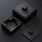 Square Ashtray with Lid Cement Cool Retro Vintage Covered Lidded Smokeless Ash Tray Black