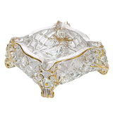 Square Glass Ashtray Transparent Gilded luxury classy minimalist outdoor ash tray