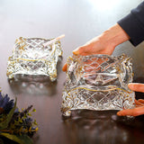 Square Glass Ashtray Transparent Gilded luxury classy minimalist outdoor ash tray