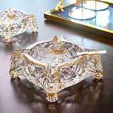 Square Glass Ashtray Transparent Gilded luxury classy minimalist outdoor ash tray