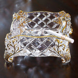 Square Glass Ashtray Transparent Gilded luxury classy minimalist outdoor ash tray