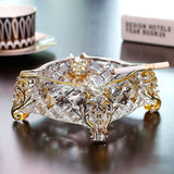 Square Glass Ashtray Transparent Gilded luxury classy minimalist outdoor ash tray