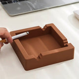 Square Silicone Ashtray for Cigarettes Cigars Brown