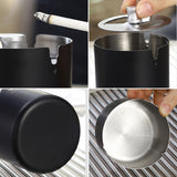 Stainless Steel Ashtray with Rotatable Lid Cool Sturdy Metal Ash Tray