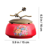 Size image of vintage red ceramic ashtray with lid