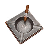 Vintage Cigar Ashtray Wooden Square Cool Ash Tray Wood Carved