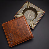 Vintage Cigar Ashtray Wooden Square Cool Ash Tray Wood Carved