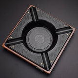 Vintage Cigar Ashtray Wooden Square Cool Ash Tray Wood Carved