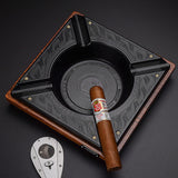 Vintage Cigar Ashtray Wooden Square Cool Ash Tray Wood Carved