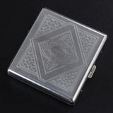 Diamond Medallion vintage engraved metal cigarette case with silver finish