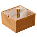 Wooden Ashtray with Lid and Glass Removable Tray Beech Walnut Covered Lidded Windproof Smokeless Ash Tray