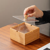 Wooden Ashtray with Lid and Glass Removable Tray Beech Walnut Covered Lidded Windproof Smokeless Ash Tray