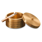 Ashtray of Blessings Brass Cute Covered Ash Tray Windproof Smokeless Lidded Gold