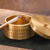 Ashtray of Blessings Brass Cute Covered Ash Tray Windproof Smokeless Lidded Gold