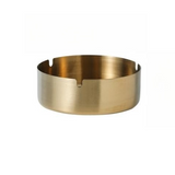 Gold stainless steel ashtray without lid with 3 cigarette rests