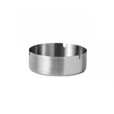 Silver stainless steel ashtray without lid with 3 grooves for cigarettes