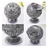 ashtray with flip lid dragon carving cool cute metal ash tray windproof smokeless lidded covered vintage