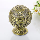 ashtray with flip lid dragon carving cool cute metal ash tray windproof smokeless lidded covered vintage