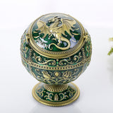 ashtray with flip lid dragon carving cool cute metal ash tray windproof smokeless lidded covered vintage
