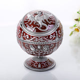 ashtray with flip lid dragon carving cool cute metal ash tray windproof smokeless lidded covered vintage