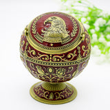 Ashtray with Flip Lid and Eagle Carving Cool Cute Vintage Metal Ash Tray Windproof Smokeless Covered Lidded