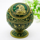 Ashtray with Flip Lid and Eagle Carving Cool Cute Vintage Metal Ash Tray Windproof Smokeless Covered Lidded