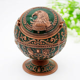 Ashtray with Flip Lid and Eagle Carving Cool Cute Vintage Metal Ash Tray Windproof Smokeless Covered Lidded